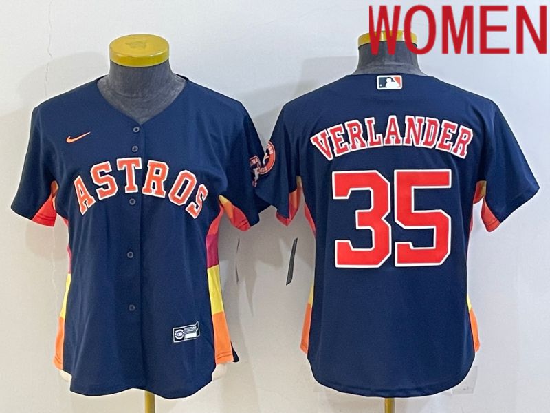 Women Houston Astros 35 Verlander Blue Game Nike 2022 MLB Jersey